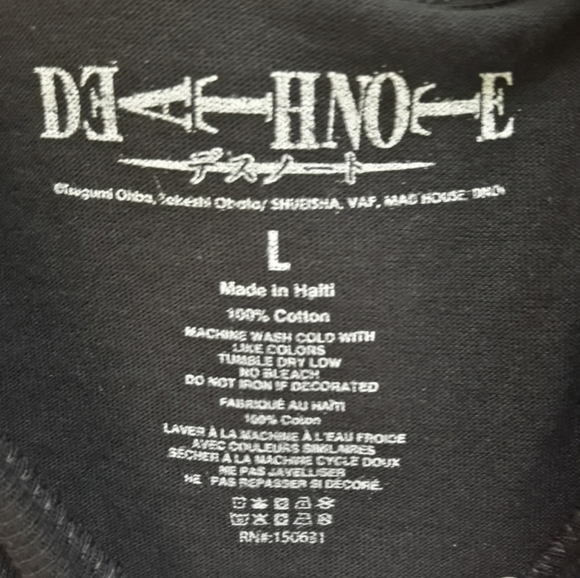 Anime TShirt Graphic Tee Shirt Black All Cotton 'Death Note Series' Size Large - Picture 4 of 6